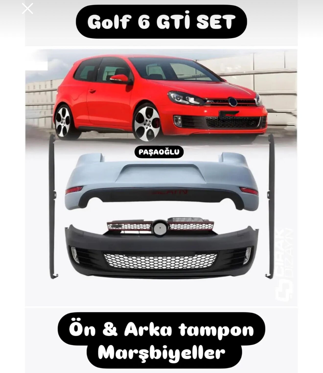 Golf 6 gti tampon seti Golf 6 GTİ BODYKİT ÖN + Yan + Arka